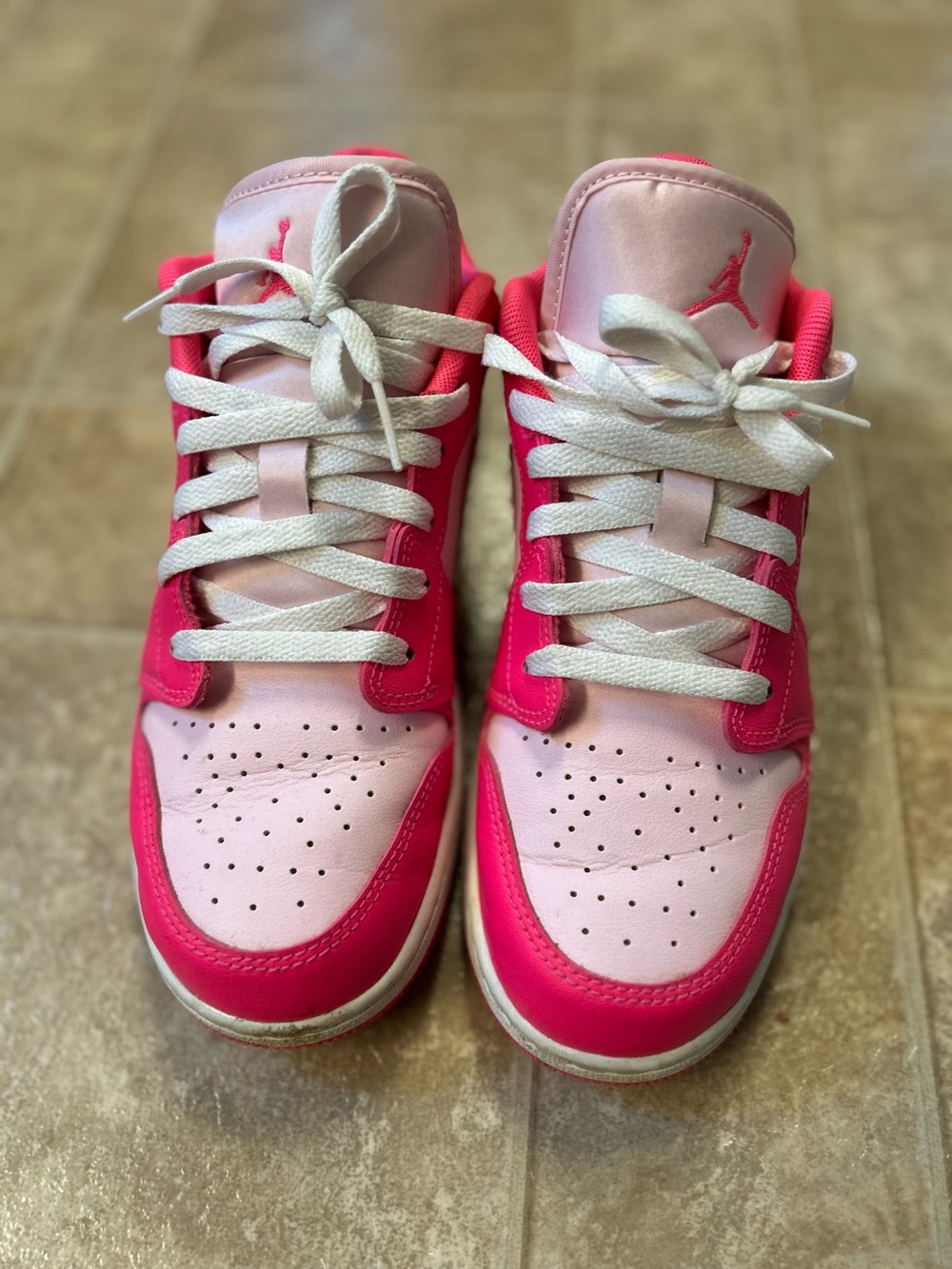 Jordan Kids Pink and Hot Pink High-Top Sneakers